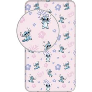 Jerry Fabrics Еластичен единичен памучен детски чаршаф 90x200 cm Lilo and Stitch - Jerry Fabrics (23FT413)