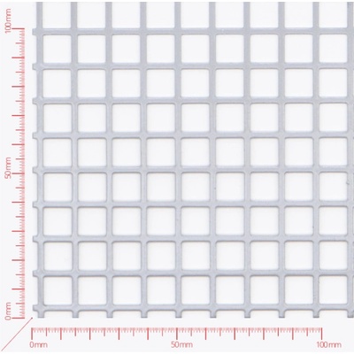 Děrovaný plech; děrování čtvercové řadové; otvor 10mm; rozteč 12mm