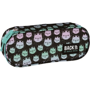 Image 1 of BackUP Овален ученически несесер BackUp A - Rainbow Cat (92765)