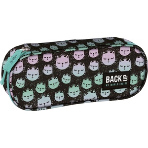 BackUP Овален ученически несесер BackUp A - Rainbow Cat, 1 цип (92765)