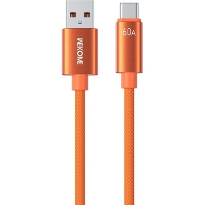 Wekome WDC-63a opletený nabíjecí a datový USB-A na USB-C 1,2m oranžový