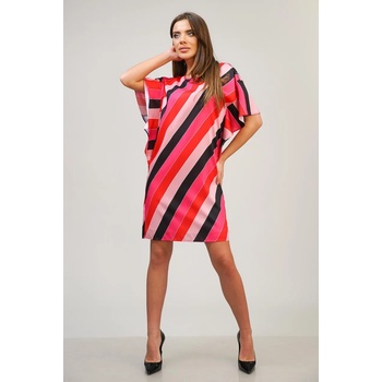 Image 1 of Radek's Collection Лятна дамска рокля на червено, черно и розово райе 72211-644