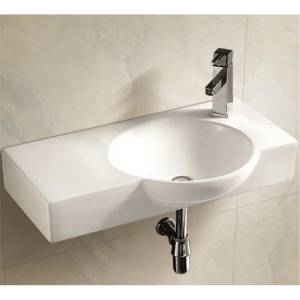 Inter Ceramic Мивка за баня ICC 7513, Inter Ceramic, стенен монтаж, с отвор за смесител, порцелан, бял, 75x45x13см (7513)