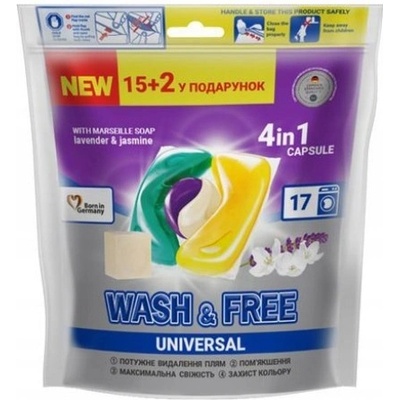 Wash&Free Universal kapsle Jasmín a levandule s marseillským mýdlem 15+2 PD