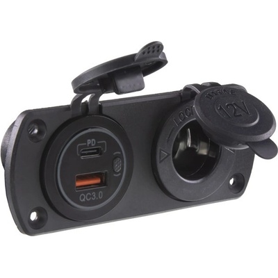 Dvojitá zásuvka do panelu 1x CL + 2x nabíječka USB voděodolná (34524.2)