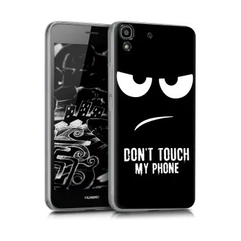 Image 1 of kwmobile Прозрачен калъф с дизайн don't touch my phone за Huawei Y6 - бял