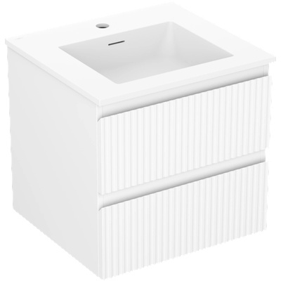 Mexen Rivel баня шкаф 50 см с мивка Otis, 2 чекмеджета, рифлован, бял мат - 91A20-05047-2-BFF01-W18M01 (91A20-05047-2-BFF01-W18M01)