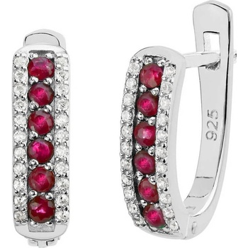 SILVEGO strieborné náušnice so syntetickým rubínom QR12RE