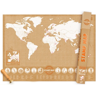 Nástěnná razítkovací mapa světa Stamp Map Luckies