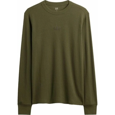 GAP V-FRCH LS WAFFLE MINI LOGO CREW pánské tričko khaki