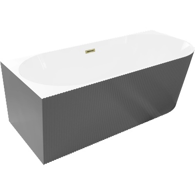 Mexen Silo свободно стояща ъглова лява, оребрена вана 170 x 80 см, бяло/сиво, златен прелив - 52891708062L-50 (52891708062L-50)