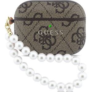 Guess PU 4G Classic Logo Pearl Strap калъф за AirPods Pro 3 кафяв (GUAP3P4E4PSW)