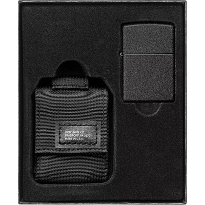 Zippo Черно тактическо калъфче Zippo + комплект запалки с черна пукнатина (30058)
