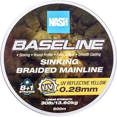 Nash Pletená Šnúra Baseline Sinking Braid UV Yellow 600 m 0,20 mm 9,07 kg
