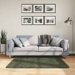 vidaXL Килим HUARTE с къс косъм, мек и миещ се, горско зелен 120x120см (375094)