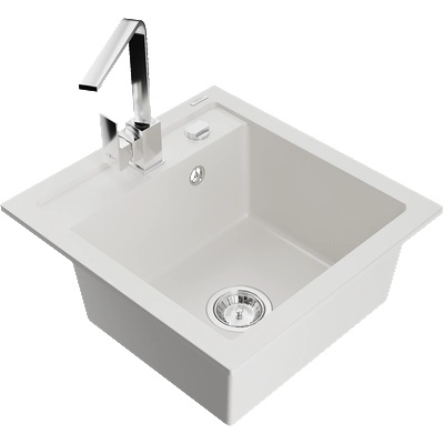 Mexen Vito гранитна мивка с 1 отделение с кухненски смесител Rita, бял (6503-20-670300-00)