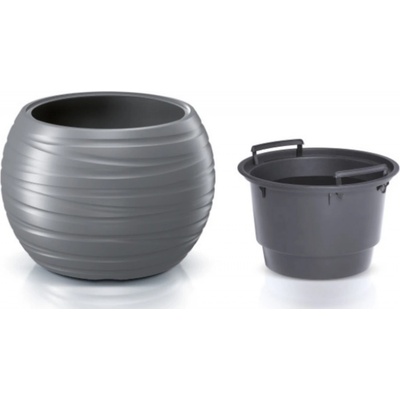 Prosperplast Květináč kulatý s vkladem MAZE šedý kámen 39,6 cm