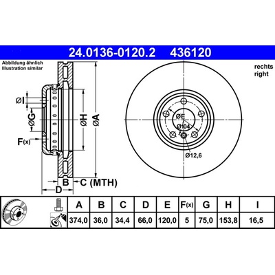Brzdový kotúč ATE 24.0136-0120.2 (24013601202)