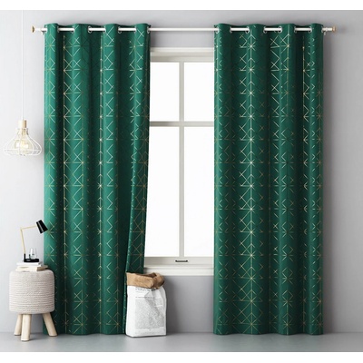 Room99 Záves GLAMMY - zelený 140x250 cm - uchytenie dekoračné kolieska