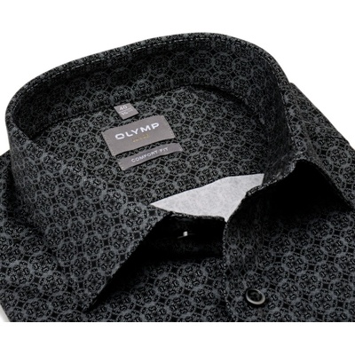 Olymp Comfort Fit košile s černým vzorem šedá