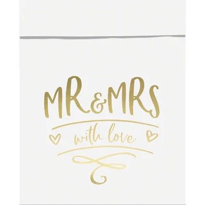 PartyDeco Хартиени торбички - Mr & Mrs 6 бр