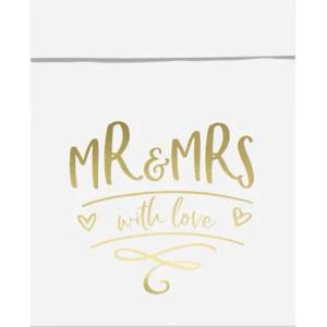 PartyDeco Хартиени торбички - Mr & Mrs 6 бр