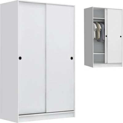 TopMebel Шкаф с две плъзгащи се врати Regio от меламин в бял цвят 120x60x200см