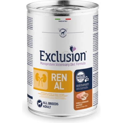 Exclusion Monoprotein Vet Diet Renal All Breeds консерва за кучета - свинско, сорго, ориз 400 г
