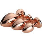 DreamToys Gleaming Love - анален плъг сет сърце - розово злато - 3 броя - lovesexshop