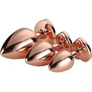 DreamToys Gleaming Love - анален плъг сет сърце - розово злато - 3 броя - lovesexshop