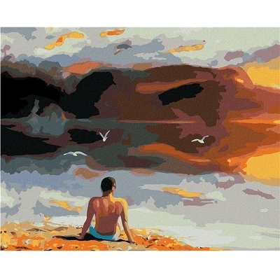 zuty Malování Podle Čísel Muž A Západ Slunce U Vody D. Rusty Rust 40 x 50 Cm Plátno Rám