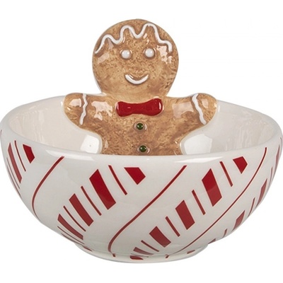 Clayre & Eef Bílá keramická miska Perníček Gingerbread 12 x 6 cm 250 ml