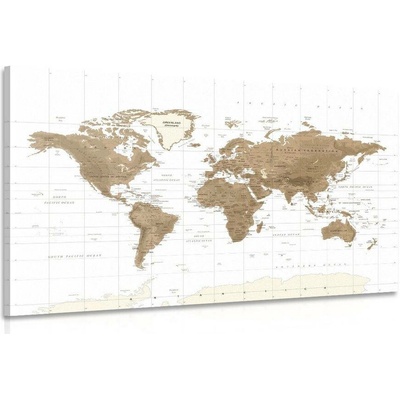 Obraz nádherná vintage mapa světa s bílým pozadím - 90x60