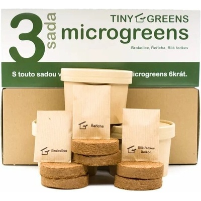 TINY GREENS Microgreens pestovateľská sada sada 3 téglikov