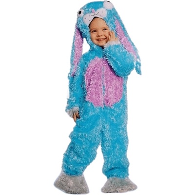 Плюшен костюм Зайче с дълги уши, синьо, за малки деца 2-3 г