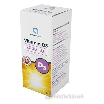 ADAMpharm Vitamín D3 2000 I.U. 60 kapsúl