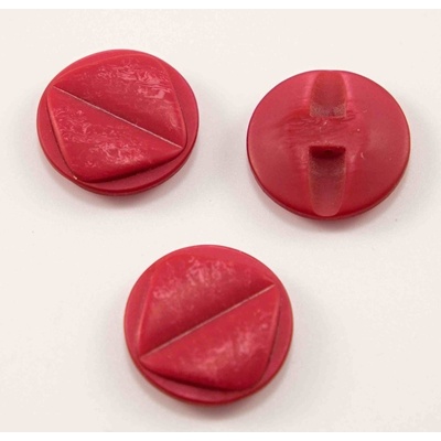 Gombík so spodným prišitím - červená - priemer 1,6 cm