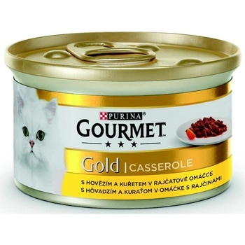 Gourmet Gold cat hovězí a kuře v rajčatové omáčce 24 x 85 g