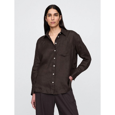 Gap lanová oversize košeľa Big Shirt hnedá