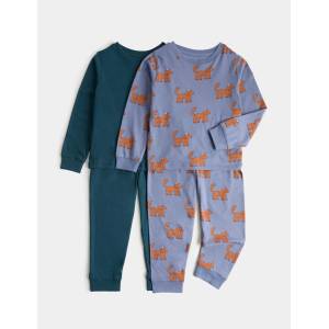 Marks & Spencer Пижамен комплект от чист памук със кученце мотив, 2 бр. (1-8 години) Marks & Spencer многоцветен Marks & Spencer | Mnogotsveten | Момчешки | 2-3 години