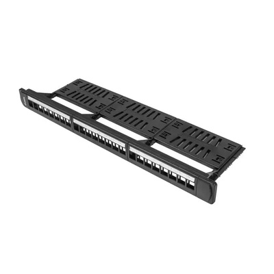 Lanberg Пач панел, Lanberg patch panel blank 24 port 1U with organizer for keystone modules, black (PPKS-1124-B)