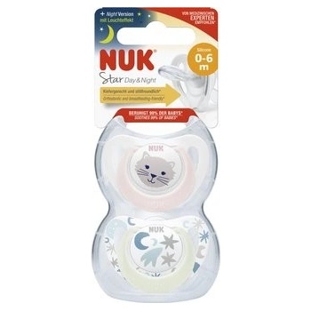 Nuk dojčenský cumlík Star deň a noc 2ks/box chlapec modrá