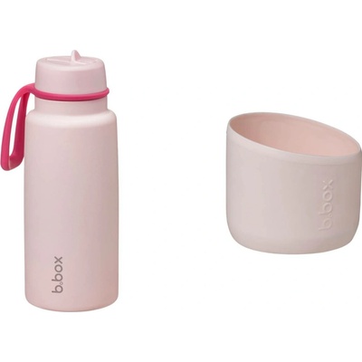 B.Box Nerezová termolahev s brčkem 1 l + Silikonový chránič pink paradise