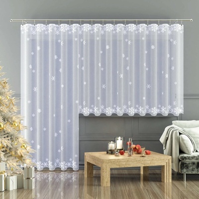Forbyt Žakárová záclona WINTER zimní, vánoční vzor, s bordurou, bílá, výška 140cm (v metráži)