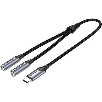 Преходник Vention BGPHY, от USB-C(м) към 2x Jack 3.5mm(ж), 0.3m, черен (BGPHY)