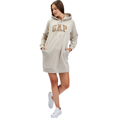 GAP Hoodie Dress béžová hnedá