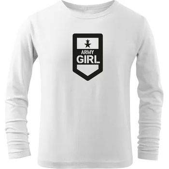 DRAGOWA детска тениска с дълъг ръкав Army Girl, бяла (7237)