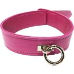 Rouge Leather Plain Collar with Removeable O-Ring Pink