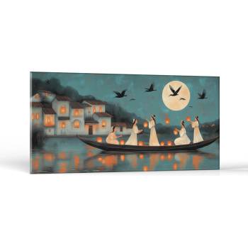 Imitácia maľby Lampióny mesačnej plavby | Obrazy Vintessia Rozmery panoráma: 20x40