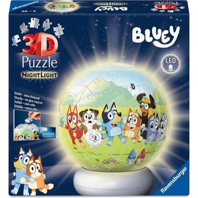 RAVENSBURGER 3D Puzzleball Bluey (Nočná edícia) 72 ks